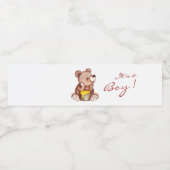 Boy Teddy Bear Baby shower Waterflesetiket Waterfles Etiket (Enkel label)