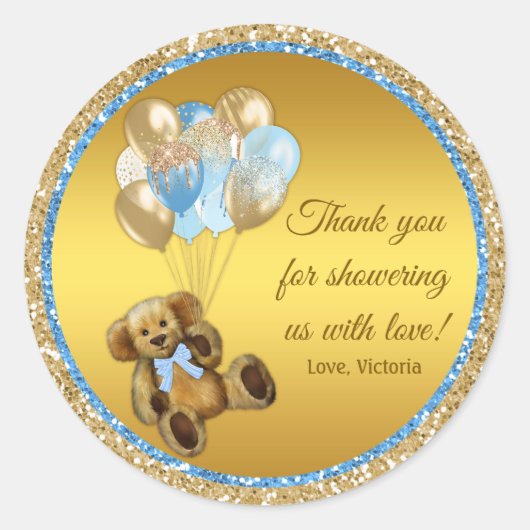 Boy Teddy Bear Balloon Baby shower Stickers (Voorkant)