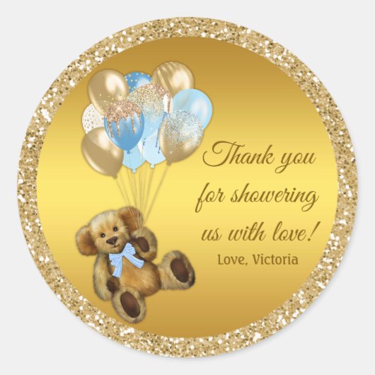 Boy Teddy Bear Balloon Baby shower Stickers (Voorkant)