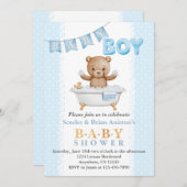 Boy Teddy Bear Bath Time Baby shower Kaart (Voorkant / Achterkant)