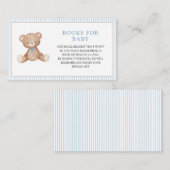 Boy Teddy Bear Blue Baby shower Boek Aanvraag Informatiekaartje (Voorkant / Achterkant)