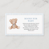 Boy Teddy Bear Blue Baby shower Boek Aanvraag Informatiekaartje (Voorkant)