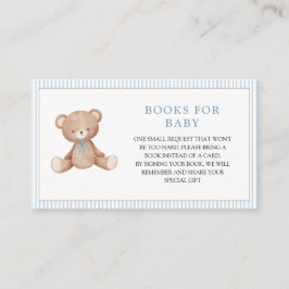 Boy Teddy Bear Blue Baby shower Boek Aanvraag Informatiekaartje