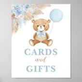 Boy Teddy Bear Boho Blue Kaarten & Cadeaubordje Poster (Voorkant)