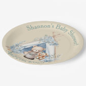 Boy Teddy Bear, Bunny in het Teepee Tent Baby show Papieren Bordje (Gekanteld)