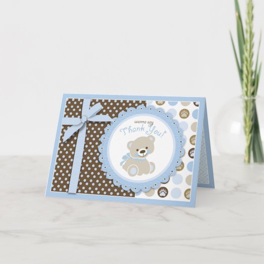 Boy Teddy Bear Dank je wel kaart (Voorkant)