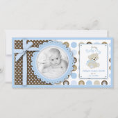 Boy Teddy Bear Fotokaart Aankondiging (Voorkant)