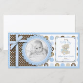 Boy Teddy Bear Fotokaart Aankondiging (Voorkant / Achterkant)