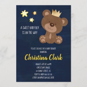 Boy Teddy Bear Navy blauw Baby shower Kaart