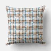 Boy Teddy Bear On Blue Brown Plaid  Kussen (Achterkant)