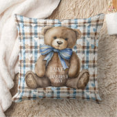 Boy Teddy Bear On Blue Brown Plaid  Kussen (Deken)