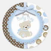 Boy Teddy Bear Ronde Sticker (Voorkant)