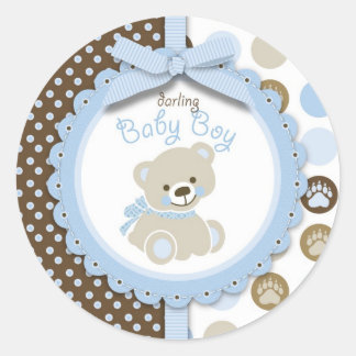 Boy Teddy Bear Ronde Sticker