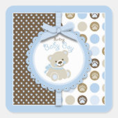 Boy Teddy Bear Square Sticker (Voorkant)