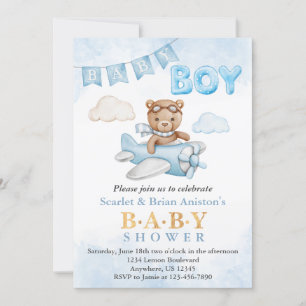Boy Teddy Bear Vliegtuig Baby shower Kaart