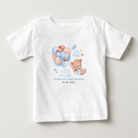 Boy Teddy Bear “We Can Bearly Wait” Baby Shirt (Voorkant)