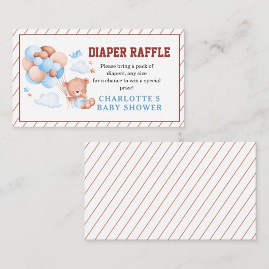 Boy Teddy Bear “We Can Bearly Wait” Baby Shower Informatiekaartje (Voorkant / Achterkant)