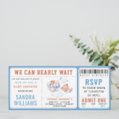 Boy Teddy Bear “We Can Bearly Wait” Baby Shower  Kaart (Staand voorkant)