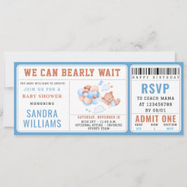 Boy Teddy Bear “We Can Bearly Wait” Baby Shower Kaart