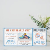 Boy Teddy Bear “We Can Bearly Wait” Baby Shower  Kaart (Staand voorkant)