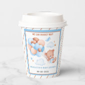 Boy Teddy Bear “We Can Bearly Wait” Baby Shower Papieren Bekers (Achterkant)