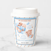 Boy Teddy Bear “We Can Bearly Wait” Baby Shower Papieren Bekers (Voorkant)
