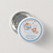 Boy Teddy Bear “We Can Bearly Wait” Baby Shower Ronde Button 3,2 Cm (Voorkant /achterkant)