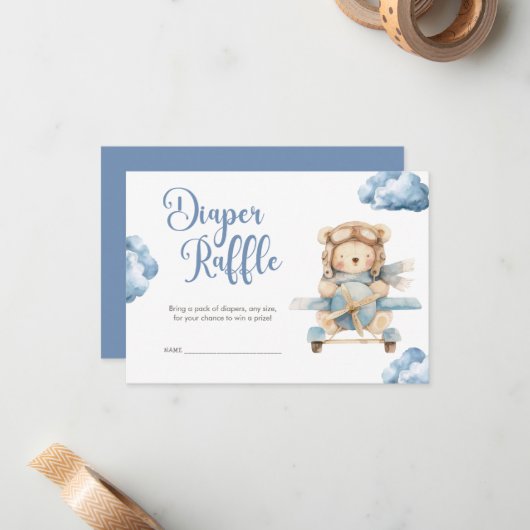 Boy Teddy Bear We kunnen nauwelijks wachten luier  Notitiekaartje (Voorkant / Achterkant in situ)