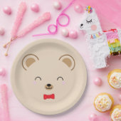 boy teddy beer BIRTHDAY PARTY red Papieren Bordje (Feest)