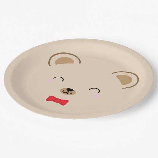 boy teddy beer BIRTHDAY PARTY red Papieren Bordje (Gekanteld)