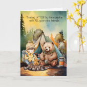 Boy Thinking of You Away at Summer Camp for Kids Kaart (Gele Bloem)