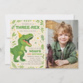 Boy Three-Rex Dinosaur Birthday Photo Kaart (Voorkant)