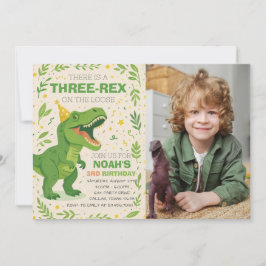 Boy Three-Rex Dinosaur Birthday Photo Kaart
