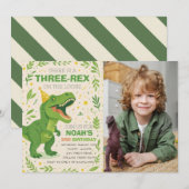 Boy Three-Rex Dinosaur Birthday Photo Kaart (Voorkant / Achterkant)