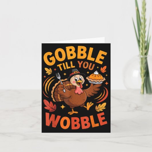 Boy Toddler Gobble Till You Wobble Turkey Funny Th Kaart (Voorkant)