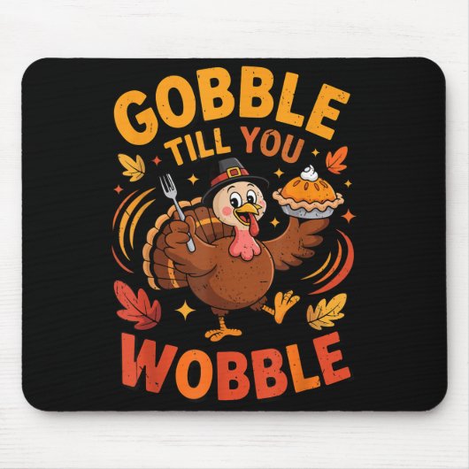 Boy Toddler Gobble Till You Wobble Turkey Funny Th Muismat (Voorkant)