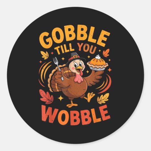 Boy Toddler Gobble Till You Wobble Turkey Funny Th Ronde Sticker (Voorkant)