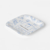 Boy Toile De Jouy Blue Baby Shower Papieren Bordje (Gebogen)
