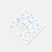 Boy Toile De Jouy Blue Baby Shower Servet (Hoek)