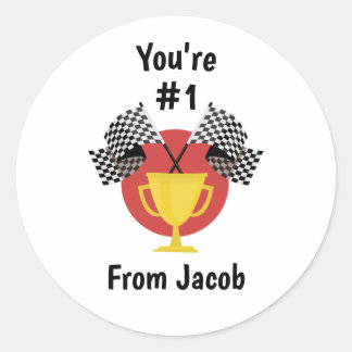 Boy Toy Car Valentine or Birthday Party Favor  Ronde Sticker