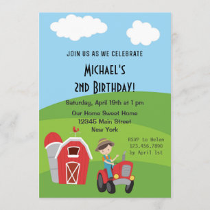 Boy Tractor Boerderij Birthday Party Invitation Kaart