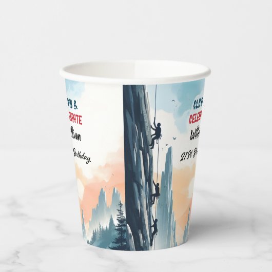 Boy Tree Fun Cliff Rock klimmen 21e verjaardag Papieren Bekers (Links)