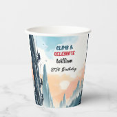 Boy Tree Fun Cliff Rock klimmen 21e verjaardag Papieren Bekers (Voorkant)