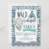 Boy Tribal Arrows Wild First Birthday Invitation Kaart (Voorkant)
