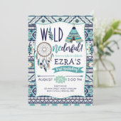 Boy Tribal Arrows Wild First Birthday Invitation Kaart (Staand voorkant)