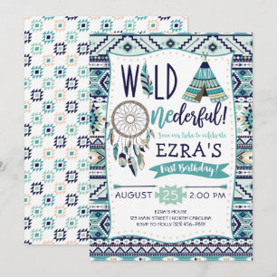 Boy Tribal Arrows Wild First Birthday Invitation Kaart