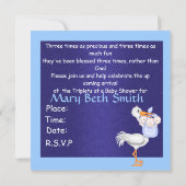 BOY TRIPLETS BABY SHOWER INVITATION KAART (Achterkant)