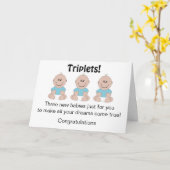 Boy Triplets New Born Baby Kaart (Gele Bloem)