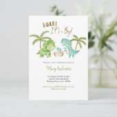 Boy Tropical Dinosaur Baby shower Uitnodigen Roar Kaart (Staand voorkant)