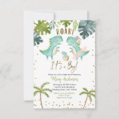 Boy Tropical Dinosaur Couple Shower nodigde Roar u Kaart (Voorkant)